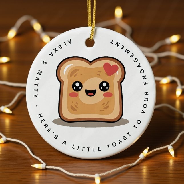 Personalised Little Toast to Your Engagement Gift Ceramic Tree Decoration (Creator Uploaded)