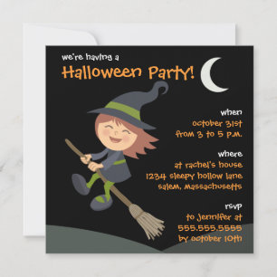 Personalised Little Witch Halloween Party Invites