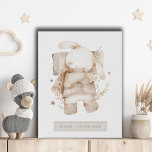 Personalised Little Woodland Bunny Rabbit Nursery Faux Canvas Print<br><div class="desc">A cute watercolor little painted sleeping baby bunny rabbit,  add baby's name underneath and date of birth. A perfect nursery gift for boy or girl. Faux canvas print.</div>