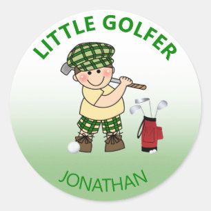 Personalised Litttle Golfer Classic Round Sticker