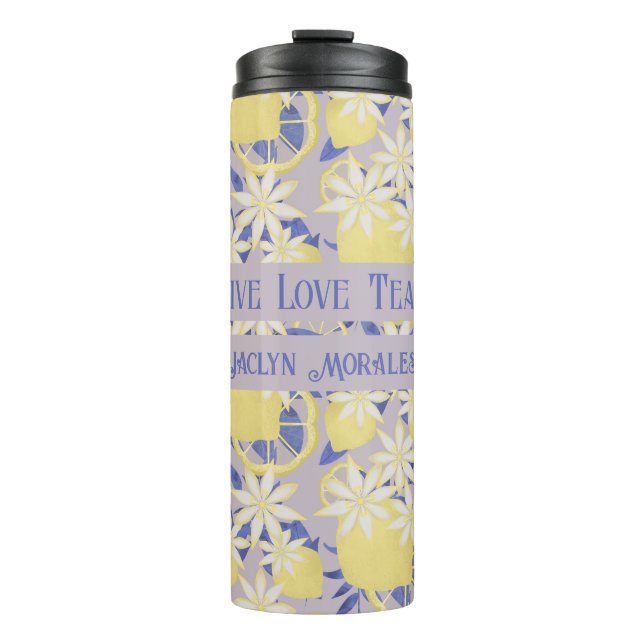 Personalised Live Love Teach Watercolor Lemon Thermal Tumbler (Front)