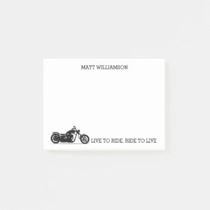 Personalised Live to Ride, Ride to Live Motorcycle Post-it Notes