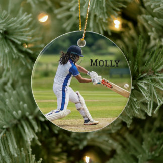 Personalised Living that Cricket Mum Life Photo  Ceramic Tree Decoration