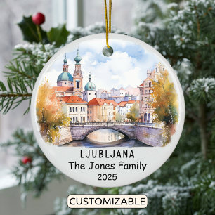 Personalised Ljubljana Ornament, Slovenia Ceramic Tree Decoration