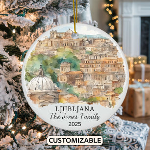 Personalised Ljubljana Ornament, Slovenia Gift Ceramic Tree Decoration