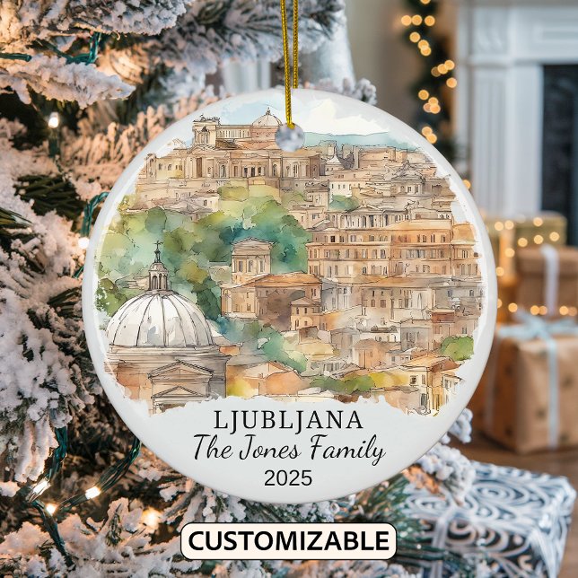 Personalised Ljubljana Ornament, Slovenia Gift Ceramic Tree Decoration (Creator Uploaded)