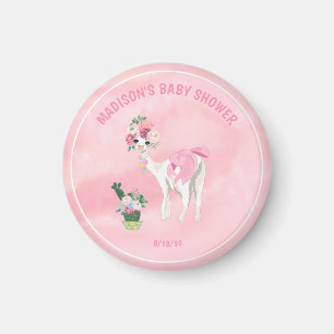 Personalised Llama Alpaca Girls Baby Shower   Magnet