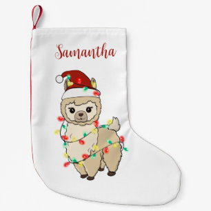 Personalised Llama Christmas Lights Trendy Small Christmas Stocking