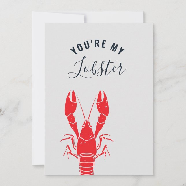 Personalised Lobster Seafood Anniversary Gag Holiday Card (Front)