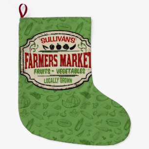 Personalised Locally Grown Garden Farmers Market Large Christmas Stocking