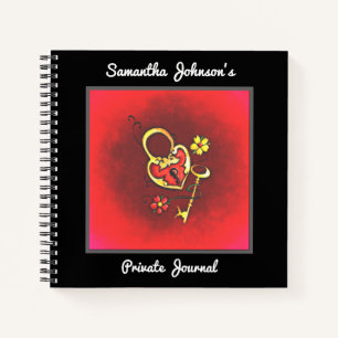 Personalised Lock and Key Custom Text Notebook