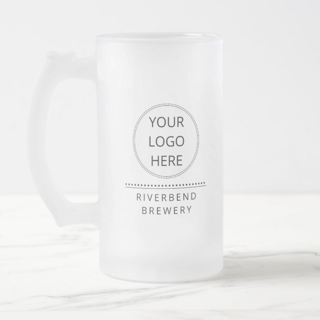 Personalised Logo And Text Frosted Glass Beer Mug (Left)