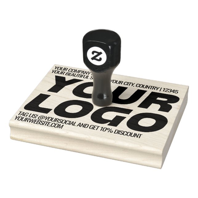 Personalised Logo and Text Large Return Address Rubber Stamp (Stamp)