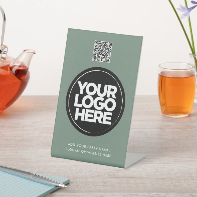 Personalised Logo and Text Simple Qr Code Pedestal Sign (In SItu)