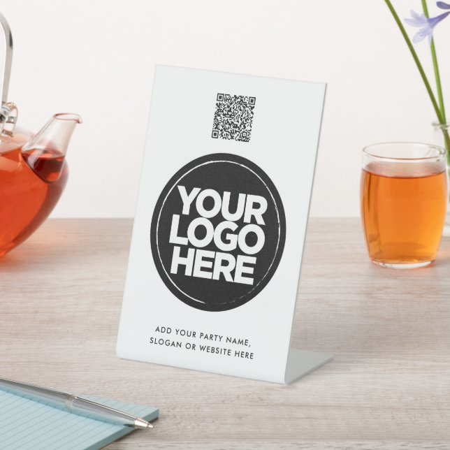 Personalised Logo and Text Simple Qr Code Pedestal Sign (In SItu)