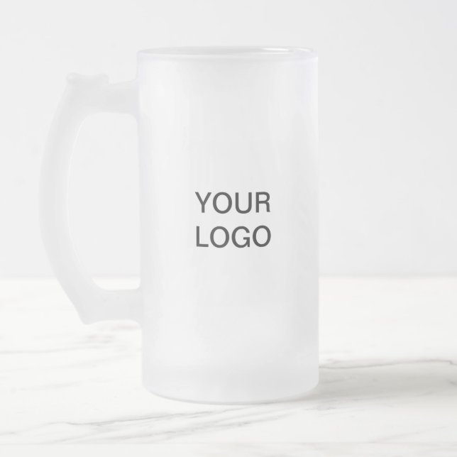 Personalised Logo Business Company Script Beer Frosted Glass Beer Mug (Left)