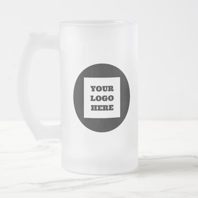Personalised Logo Business Company Script Beer Frosted Glass Beer Mug (Left)