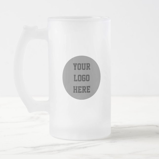 Personalised Logo Business Company Script Beer Frosted Glass Beer Mug (Left)