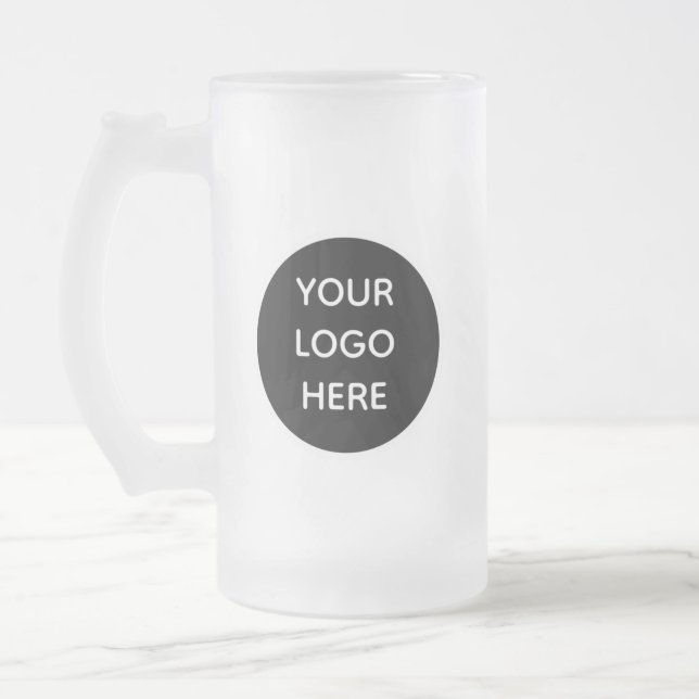 Personalised Logo Business Company Script Beer Frosted Glass Beer Mug (Left)