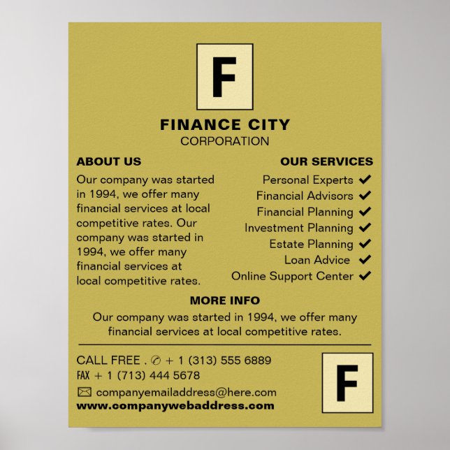 Personalised Logo, Business & Finance Advertising Poster (Front)