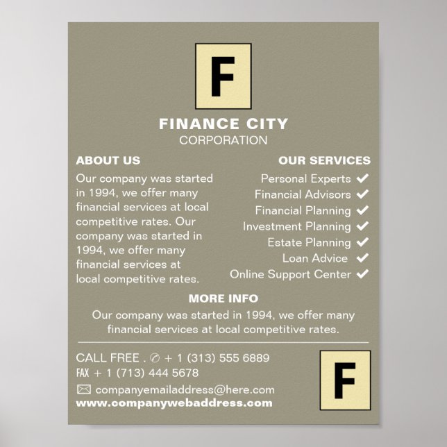 Personalised Logo, Business & Finance Advertising Poster (Front)