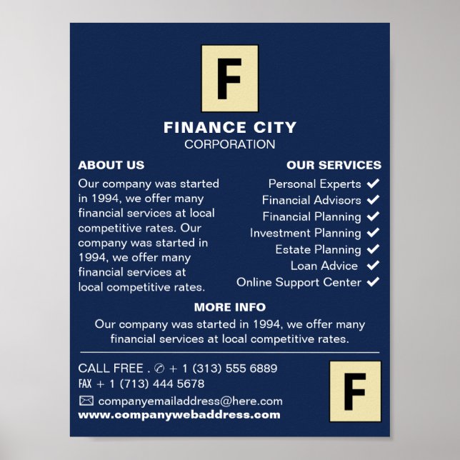 Personalised Logo, Business & Finance Advertising Poster (Front)