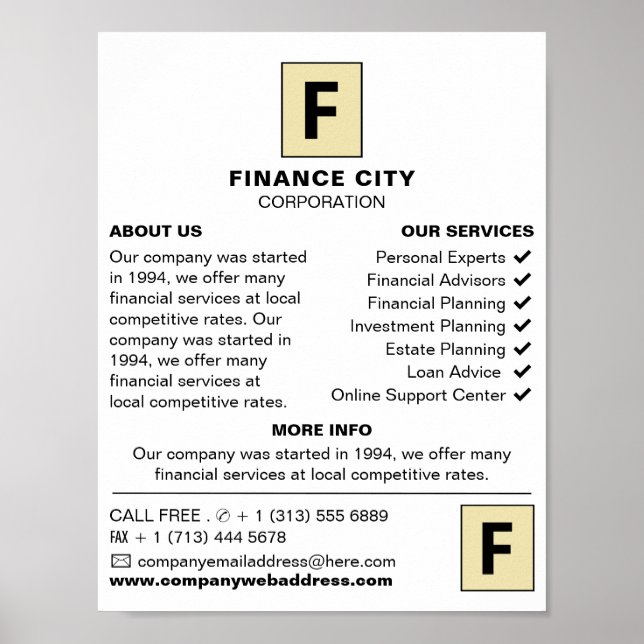 Personalised Logo, Business & Finance Advertising Poster (Front)