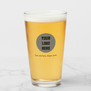 Personalised Logo Business Text Black Script Beer Glass