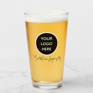 Personalised Logo Business Text Black Script Beer Glass