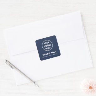 Personalised Logo Business Thank You Navy Blue Square Sticker
