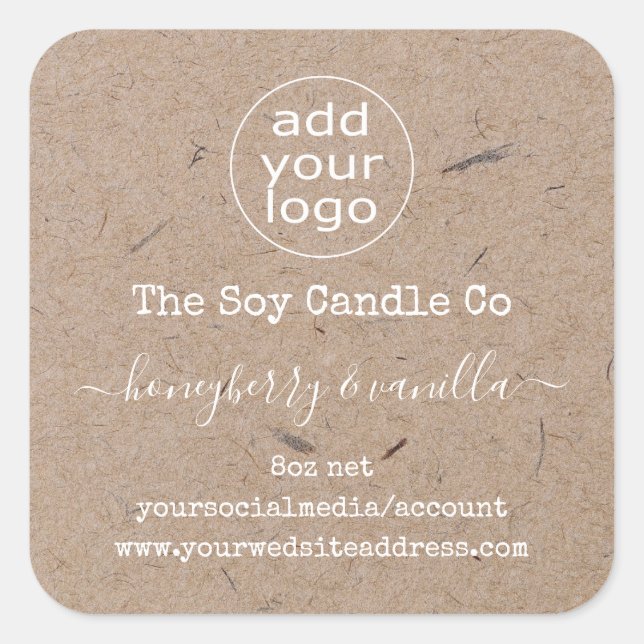 Personalised logo candle label on kraft paper  (Front)