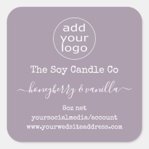 Personalised logo candle label on lavender