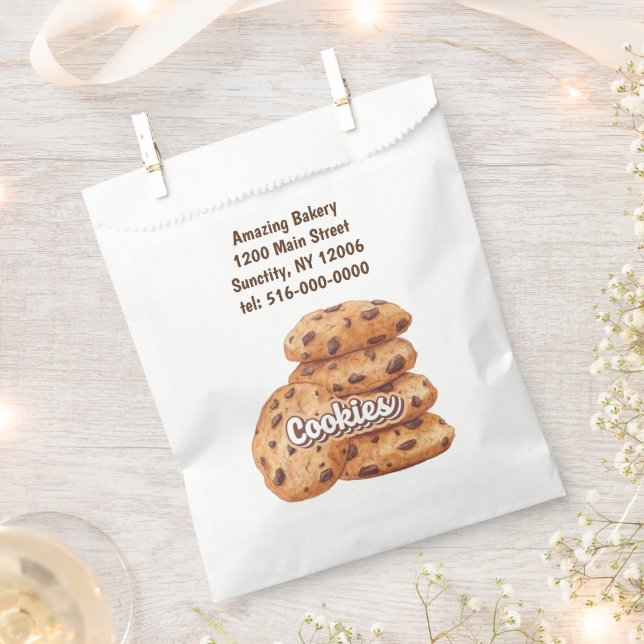 Personalised Logo Chocolate Cookies Bakery, Baker  Favour Bags (Clipped)