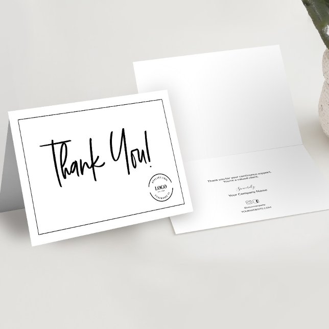 Personalised Logo Client Appreciation folded Thank You Card (Professional, minimalist, simple Thank you for your business custom message folded card template.)