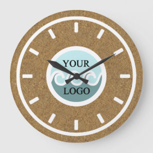 Personalised logo cork wood large clock