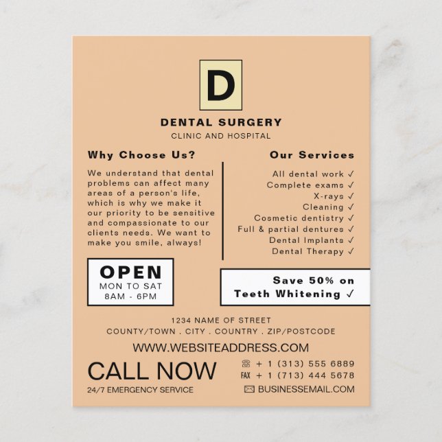 Personalised Logo, Dentistry, Dentist Advertising Flyer (Front)