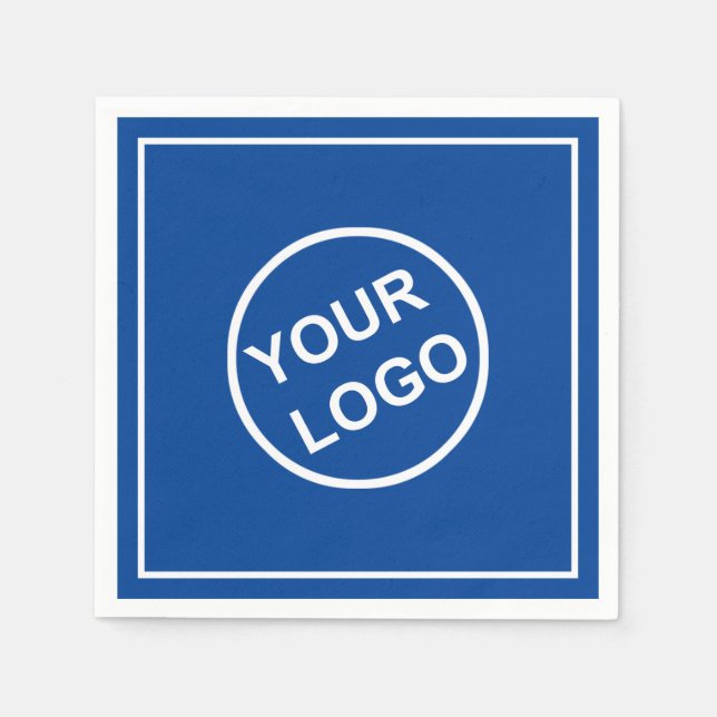 Personalised logo Elegant Blue White Paper Napkin (Front)