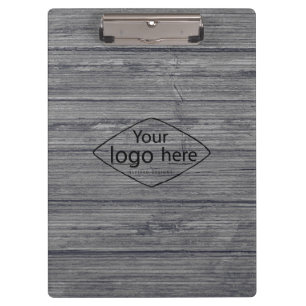 Personalised logo grey woodgrain clipboard
