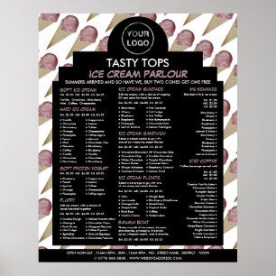 Personalised Logo, Ice Cream Parlour Menu Poster