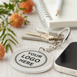 Personalised Logo Modern Neutral Business Key Ring