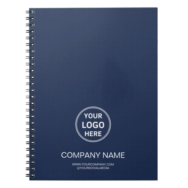 Personalised Logo Navy Blue Corporate Business Notebook (Front)