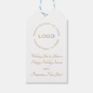 Personalised Logo Photo Gold Business Holiday Gift Tags