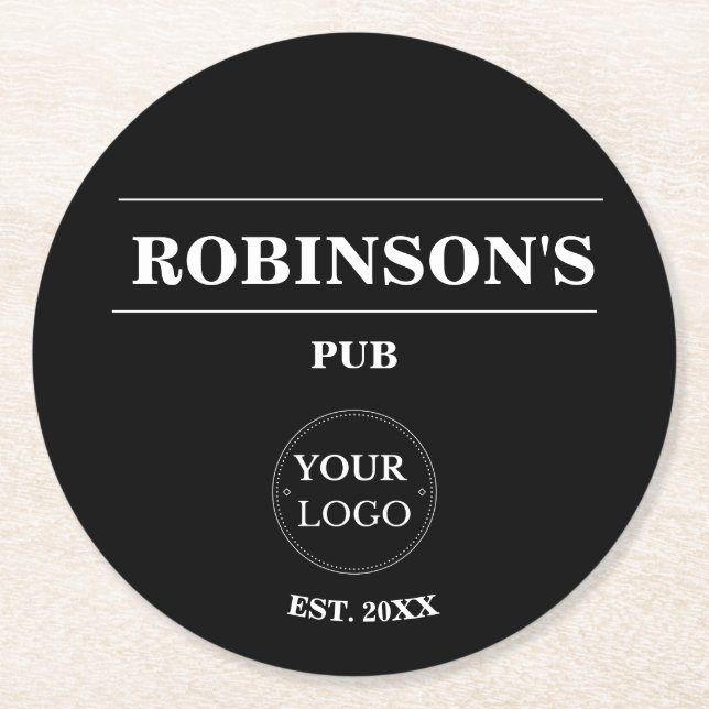 Personalised Logo Pub Bar Name Year Established  Round Paper Coaster (Front)