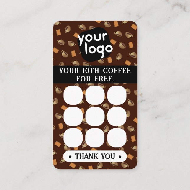    Personalised Logo & QR Code Coffee Loyalty Card (Front)