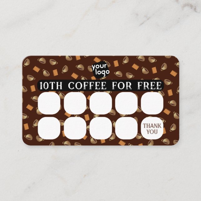    Personalised Logo & QR Code Coffee Loyalty Card (Front)