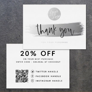  Personalised Logo QR Code Thank You Discount Card