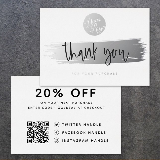  Personalised Logo QR Code Thank You Discount Card (Creator Uploaded)