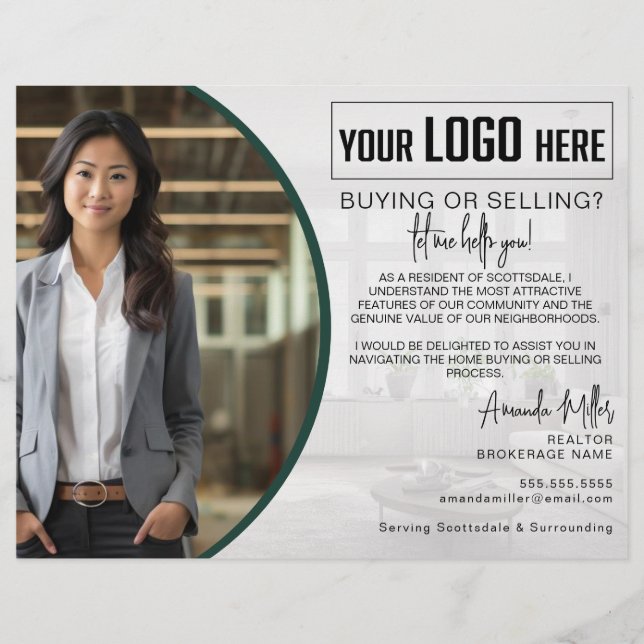 Personalised Logo Realtor Broker Real Estate Agent Flyer (Front)