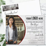 Personalised Logo Realtor Broker Real Estate Agent Postcard<br><div class="desc">The Personalised Logo Realtor Broker Real Estate Agent Postcard, the ultimate tool for sophisticated and impactful real estate marketing. This elegantly designed postcard is a standout in the realm of realtor marketing, combining sleek aesthetics with high functionality. Crafted with a chic, minimalist approach, it features editable calligraphy branding that adds...</div>