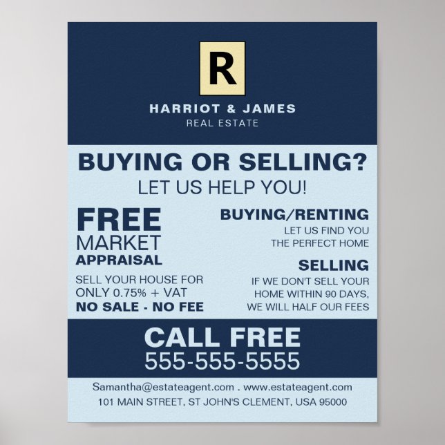 Personalised Logo, Realtor, Estate Agent Poster (Front)